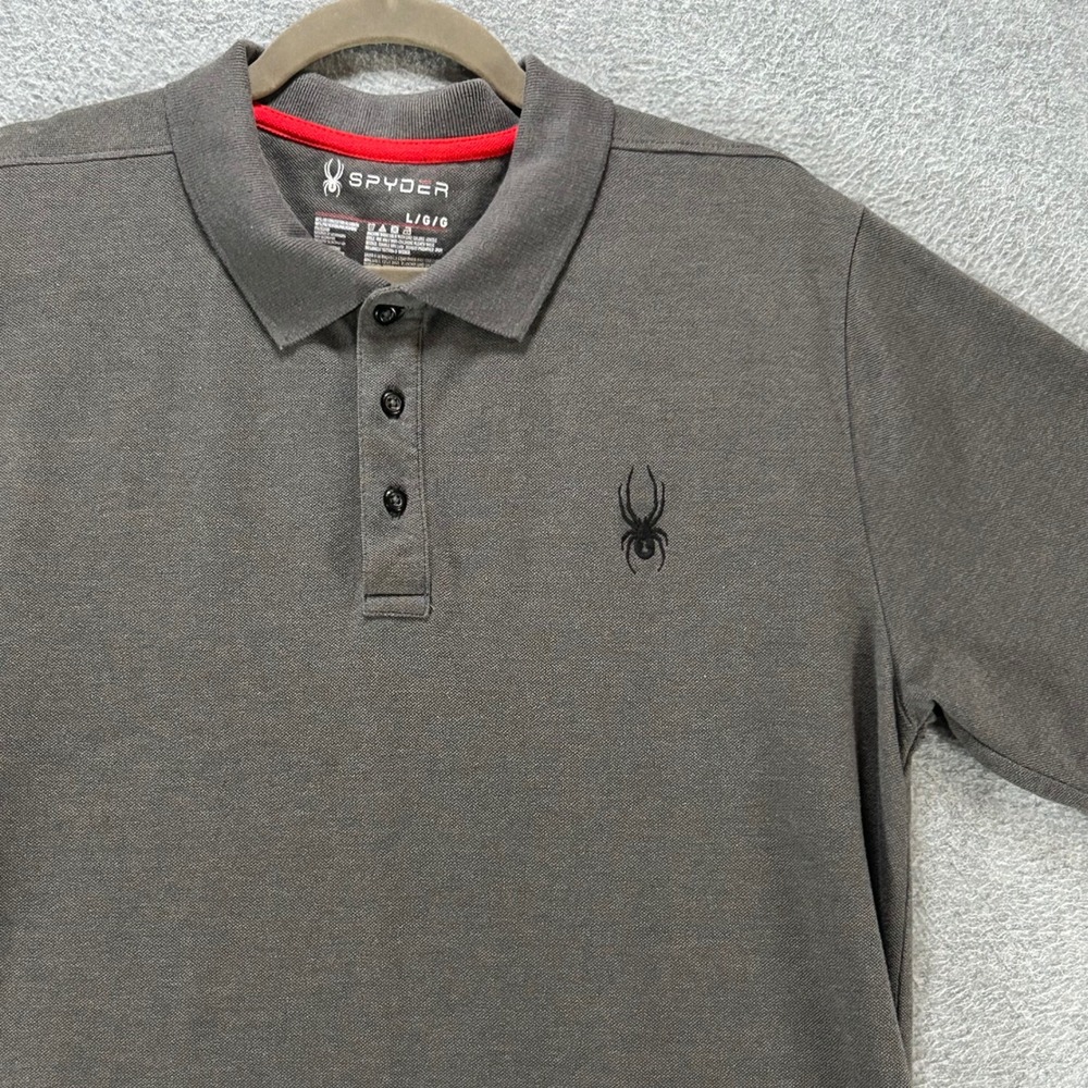 Spyder Polo Shirt Mens Large Grey Pique Athletic Casual